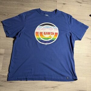 Chicago Cubs T Shirt Mens 2XL Blue '47 Brand Rainbow Logo MLB Baseball Graphic
